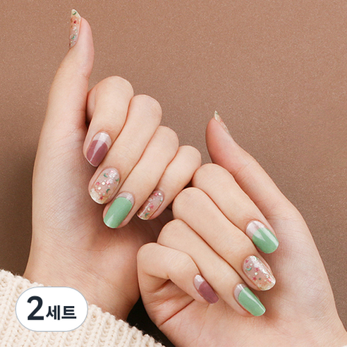 말랑 리얼 젤 네일스티커, 그린트리, 2개