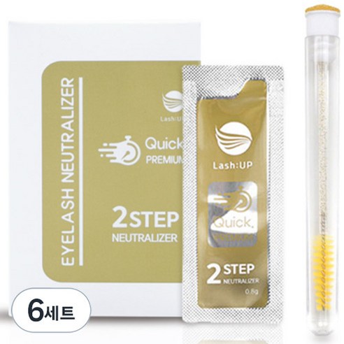 래쉬업 퀵 프리미엄 아이래쉬 펌 STEP 2 10회분 + 케이스 마스카라 브러쉬 1개, 8g, 6개