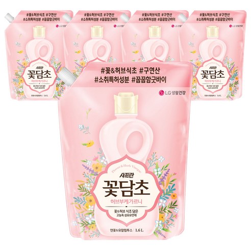 샤프란 꽃담초 연꽃 섬유유연제 리필, 1.6L, 5개