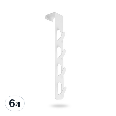 히키스 공간활용 4단 철제행거, 화이트, 6개