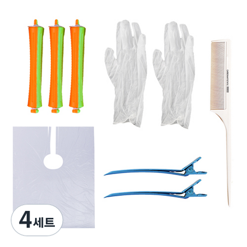 HG-50 셀프파마 시스루뱅 처피뱅 원터치롯드 소 앞머리 파마 세트, 혼합색상, 4세트