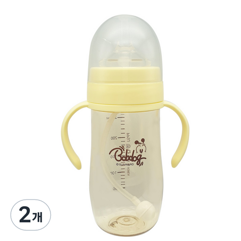 밥독 유아용 PPSU 스마트 빨대컵 260ml, 2개, 레몬
