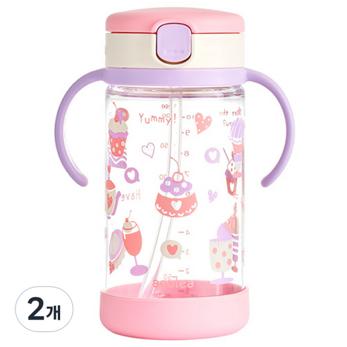 릿첼 AQ 빨대컵 320ml, 2개, 라이트핑크