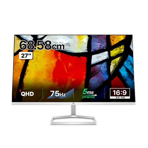 HP QHD IPS 초슬림베젤 75Hz 모니터, 68.6cm, M27FQ