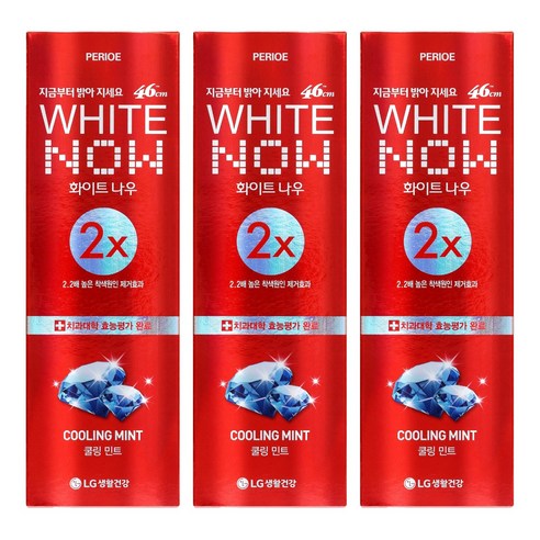 페리오 화이트나우 쿨링민트 치약, 120g, 3개