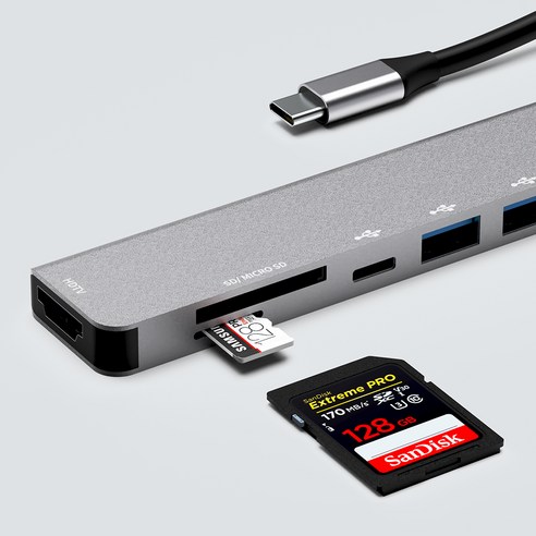 구스페리 7포트 USB 3.0 HDMI C타입 멀티허브 DEX 덱스 미러링, 1개