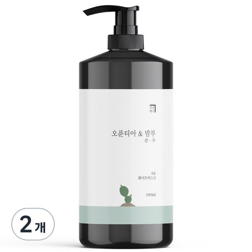 살림백서 오푼티아&밤부 샴푸 화이트머스크향, 1000ml, 2개