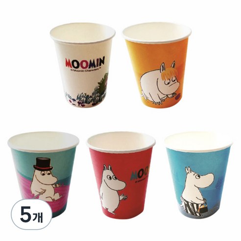무민 5종 컬러 종이컵 270ml, 50개입, 5개