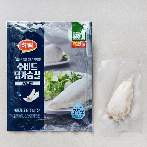 하림 수비드 닭가슴살 오리지널 6개입, 600g, 1봉