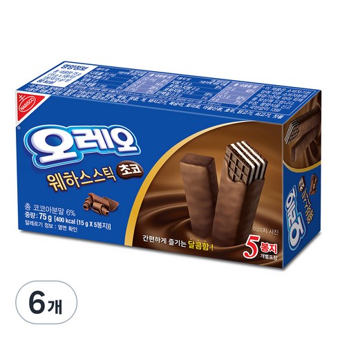 [동서식품] 오레오 초코웨하스 스틱 75g, 6개