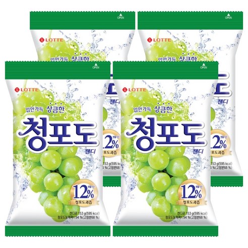 롯데웰푸드 청포도 캔디, 153g, 4개