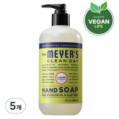 미세스마이어스 핸드워시 레몬버베나향, 500ml, 5개
