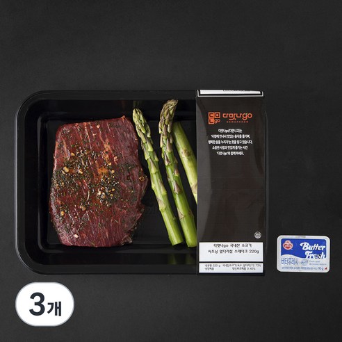다맛나go 국내산 소고기 시즈닝 앞다리 스테이크 (냉장), 3개, 220g