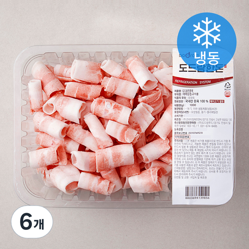 도드람한돈 대패 삼겹살 구이용 (냉동), 1kg, 6개