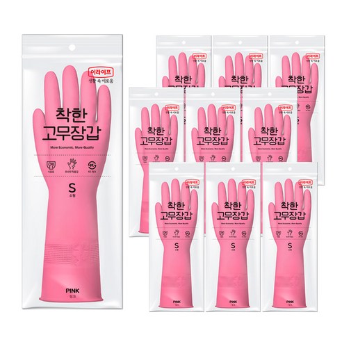 롯데이라이프 착한 고무장갑, 핑크, 소(S), 10세트