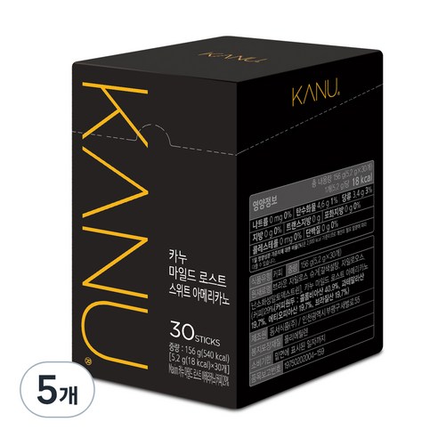 맥심 카누 콜롬비아 블렌드 마일드 로스트 스위트 아메리카노, 5.2g, 30개입, 5개