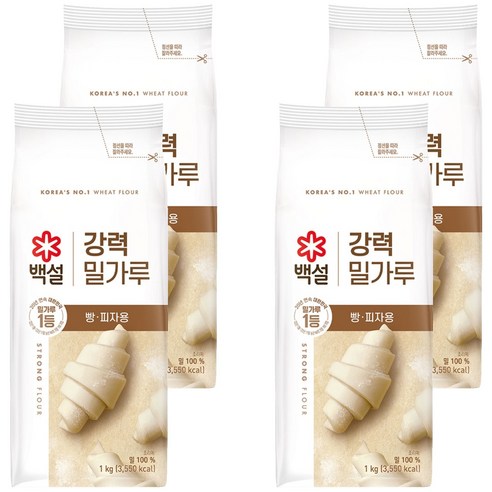 백설 강력 밀가루, 1kg, 4개