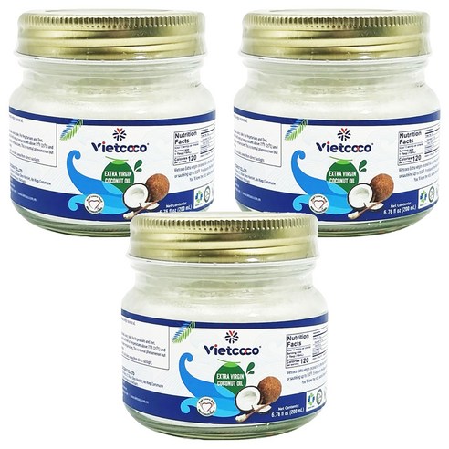비엣코코 엑스트라 버진 코코넛오일, 3개, 200ml