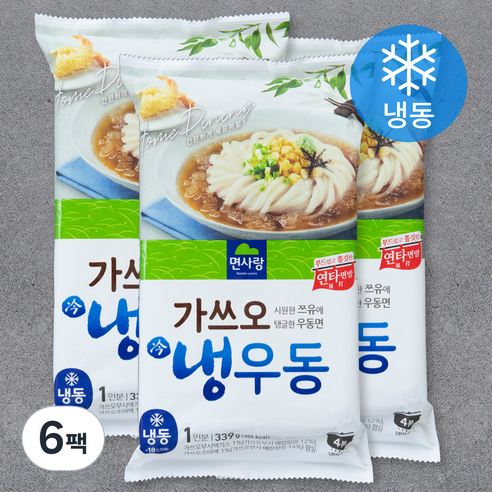 면사랑 가쓰오 냉우동 1인분 (냉동), 339g, 6팩