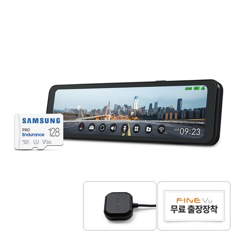 파인뷰 Wi-Fi QHD / FHD 2채널 룸미러 블랙박스 후방카메라 실외장착형 트럭전용 R5 POWER, 128GB, GPS안테나