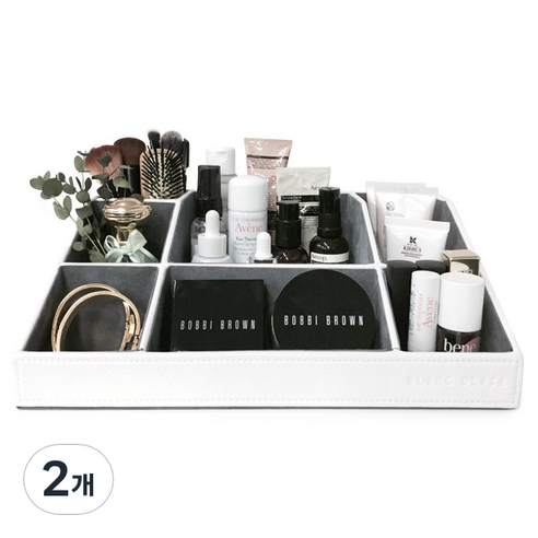 블랑블랙 다용도 화장품 정리함 T1, 2개, 화이트 + 그레이