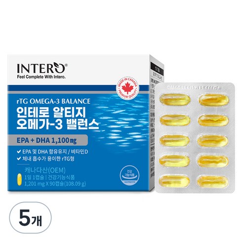 인테로 알티지 오메가3 밸런스 108.09g, 90정, 5개