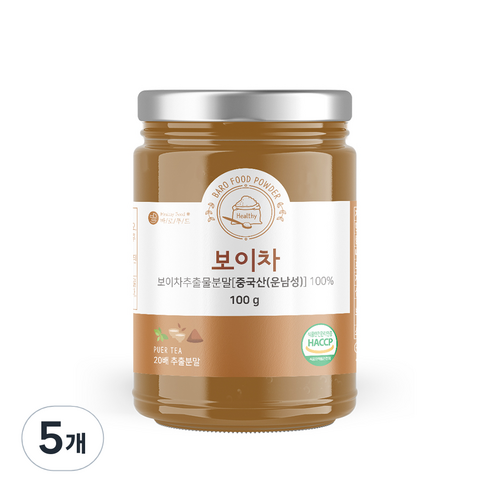 바로푸드 보이차 분말, 100g, 1개입, 5개