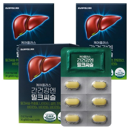 경남제약헬스케어 케어플러스 간건강엔 밀크씨슬 30g, 60정, 3개