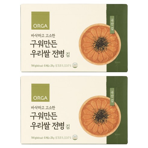 ORGA 구워만든 우리쌀 전병 144g, 2개, 김맛