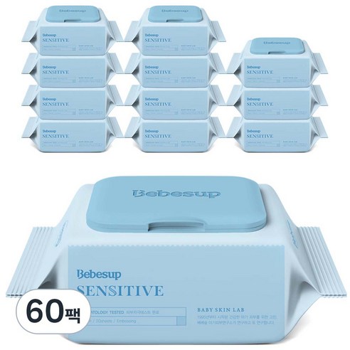 베베숲 센시티브 엠보싱 물티슈, 20개입, 60개, 휴대캡형