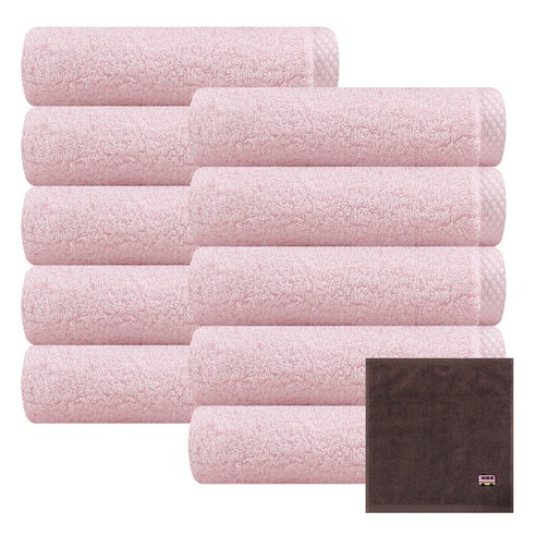 송월타월 블랙라벨 타올 180g 40수 코마사 10p + 송월 캐릭터 고리수건 랜덤발송, 연분홍, 1세트