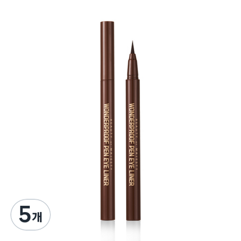 비오엠 원더프루프 펜 아이라이너 0.5g, 03 소프트브라운, 5개