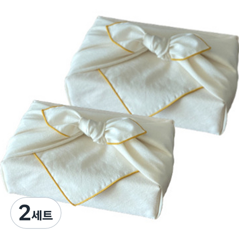 르미에 광목 결혼 선물포장 돌 답례품 보자기 75cm x 2p + 고무줄 2p 세트, 머스터드, 2세트