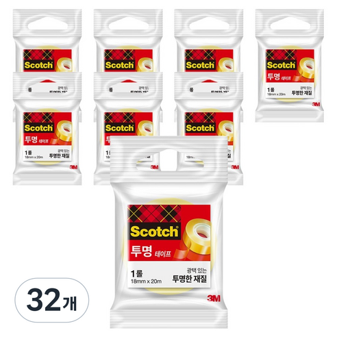 스카치 투명 테이프 550 리필 18mm x 20m, 32개