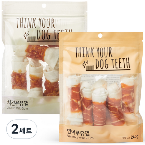 Think your dog teeth 치킨 6p + 연어 6p 세트, 2세트, 치킨, 연어, 240g