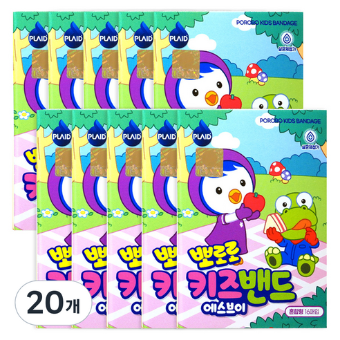 플레이드 아동용 영케미칼 뽀로로 키즈밴드 에스브이 혼합형, 16매, 20개