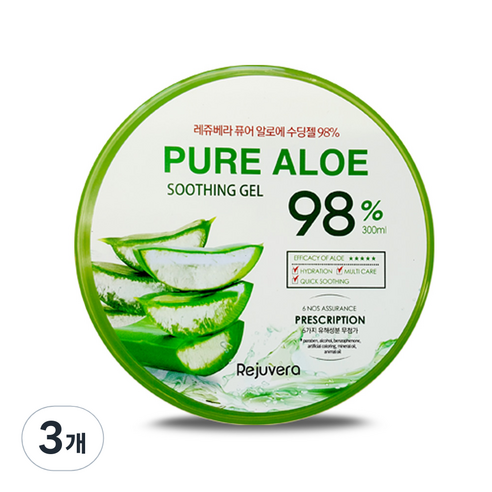 레쥬베라 퓨어 알로에 98% 수딩 젤, 300ml, 3개