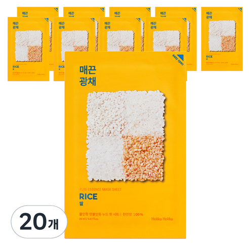 홀리카홀리카 퓨어 에센스 마스크 시트 쌀 23ml, 1개입, 20개