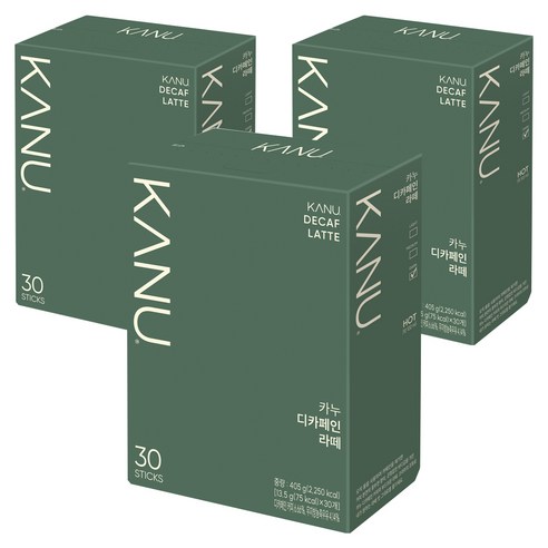 카누 디카페인 라떼 스틱커피, 13.5g, 30개입, 3박스