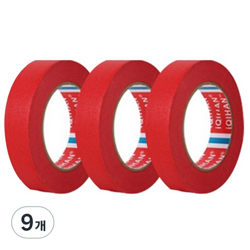 다다 칼라 마스킹 종이테이프 25mm x 15m, 레드, 9개