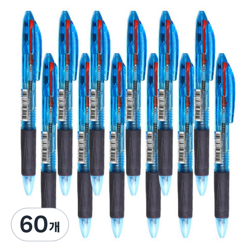 모닝글로리 슬립온 3색 볼펜 0.7 mm, 블루, 60개