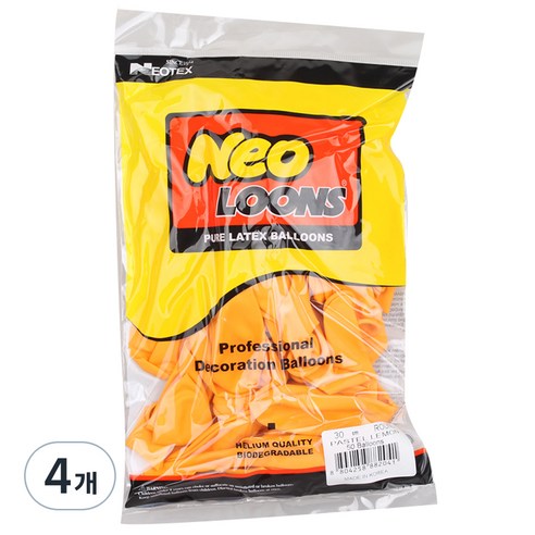 네오룬스 30cm 라운드풍선 50p, 파스텔 레몬, 4개