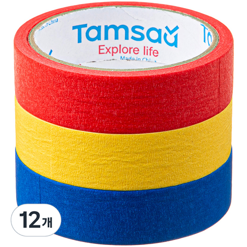 탐사 원색 칼라마스킹 테이프 25mm x 13m, 12개