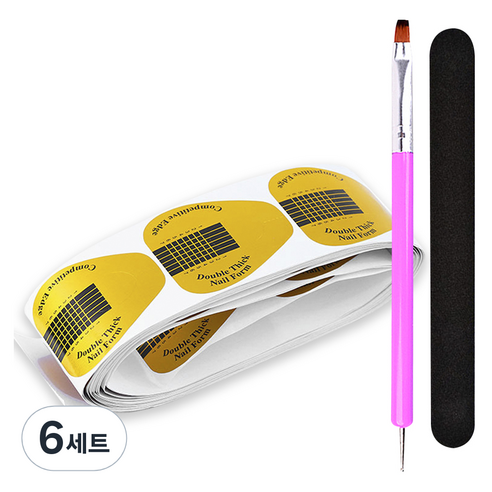 메이브라운 손톱연장 3종 네일세트, 네일폼지 50p + 듀얼 네일브러쉬 + 네일파일, 6세트