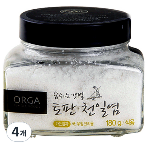올가홀푸드 숨쉬는 갯벌 토판천일염, 가는입자, 180g, 4개