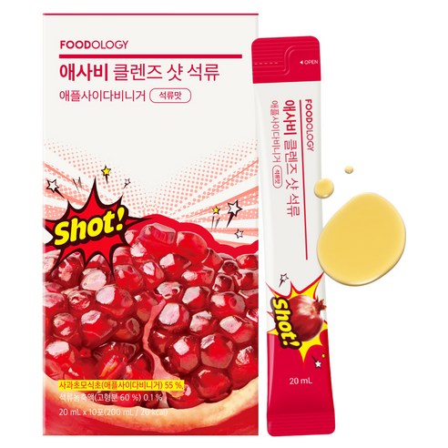 푸드올로지 당제로 고함량 애사비 클렌즈 샷 석류맛, 1개, 10회분