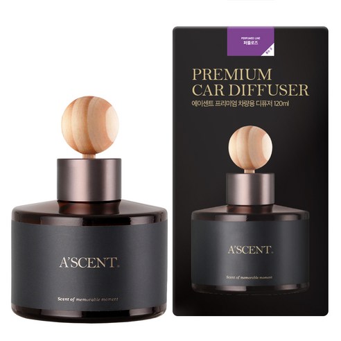 에이센트 프리미엄 차량용 디퓨저 세트 본품, 퍼플로즈, 120ml, 1개