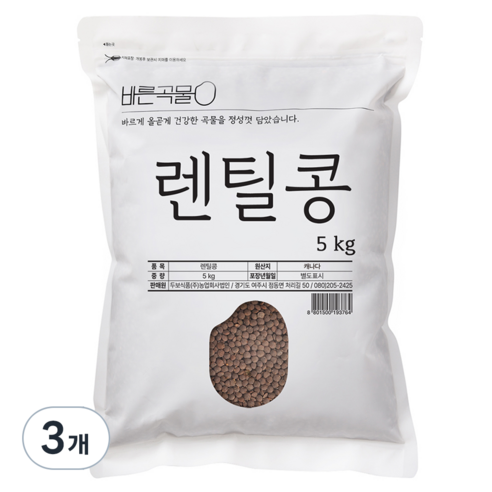 두보식품 바른곡물 렌틸콩, 5kg, 3개