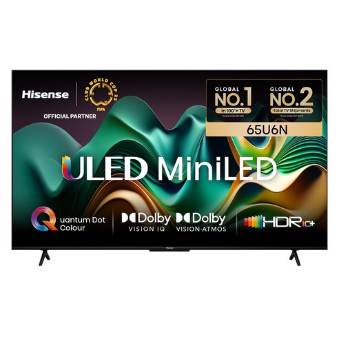 HISENSE 65인치 4K ULED Mini LED 스마트TV 65U6N – 벽걸이형, 방문 설치 옵션 포함