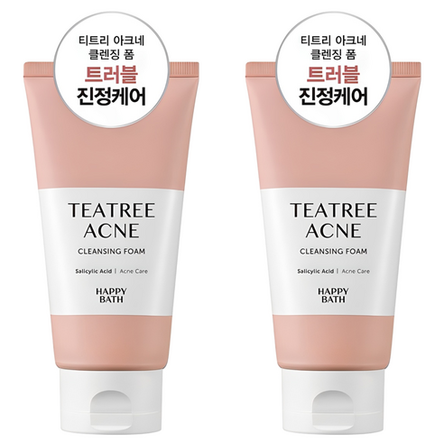 해피바스 티트리 아크네 클렌징폼, 150g, 2개